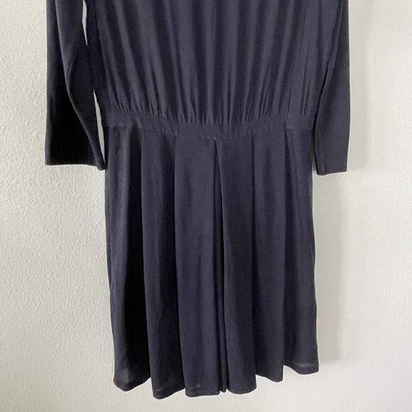 LACOSTE MERLE LONG SLEEVE BLACK PLEATED SILK BLEND MIDI DRESS SIZE 40/ US 8 - Picture 9 of 10